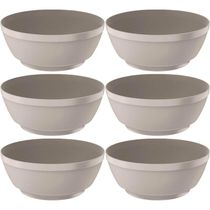 Kit 6 Saladeiras Bege Luna 3,5L Tigela Redonda para Restaurante 25cm Plástico Ou