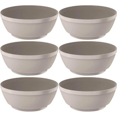 Kit 6 Saladeiras Bege Luna 3,5L Tigela Redonda para Restaurante 25cm Plástico Ou