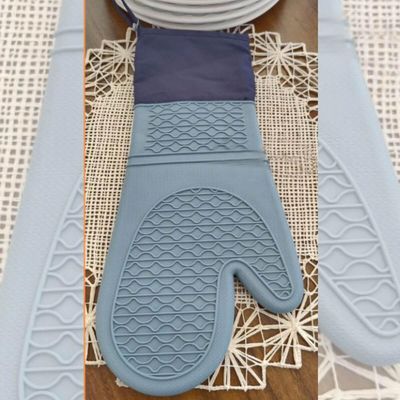 Luva de Forno Térmica Silicone Para Cozinheiro Oikos Azul Manga Longa 37cm