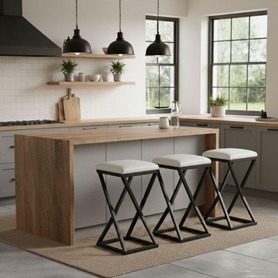 Kit 3 Banco Banqueta Baixa Bistrô Cozinha 50 Cm Bancada Corino Branco