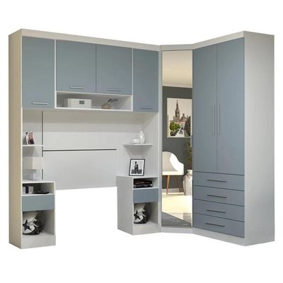 Guarda Roupa Solteiro Modulado Cp05 Taiga Branco/grey L01 - Mpozenato