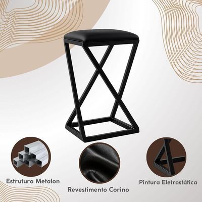 Kit 3 Banqueta Baixa Cozinha Bar 50 Cm Balcão Gourmet Corino Marrom