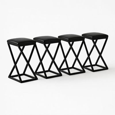 Kit 4 Banqueta Banco Baixa Bancada 50 Cm Cozinha Balcão Corino Preto