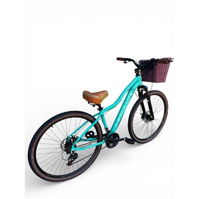 Bicicleta Aro 29 Feminina Absolute Hera Retrô Vintage 21v Confortável Cesta Selim 2 Molas - Verde Tam 17