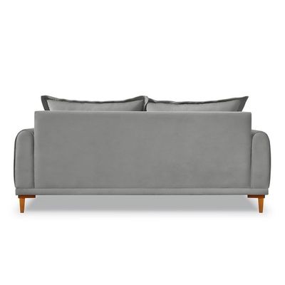 Sofá Living 2 Lugares 1,60m Livia Veludo Grafite Pés De Madeira - Pallazio