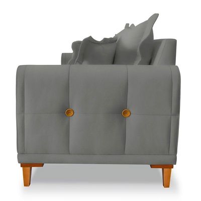 Sofá Living 2 Lugares 1,60m Livia Veludo Grafite Pés De Madeira - Pallazio