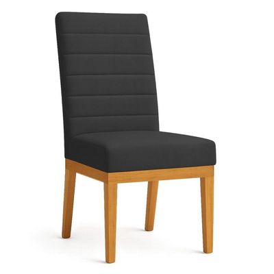Kit 6 Cadeiras De Jantar Solana Suede Base De Madeira - Pallazio Cor Preto