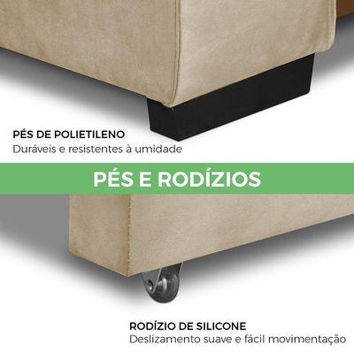 Sofá Retrátil E Reclinável 2 Lugares 2,80m Andreza Veludo Lansofbr Bege