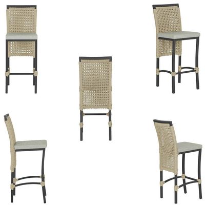 Mesa Bistrô Com 4 Banquetas Roma Preta Corda Náutica 3 Trama Rami