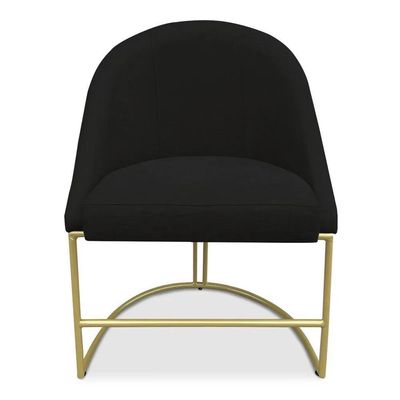 Cadeira Poltrona De Jantar Bela Base Metálica Industrial Dourado Sala Recepção Escritório Veludo Preto Do Lar Móveis