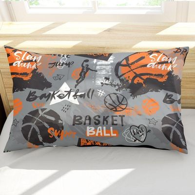 Porta Travesseiro Fronha Avulsa Estampada Basquete 70cm X 50cm - Digital Juvenil Infantil Moderno Decorativo Esporte