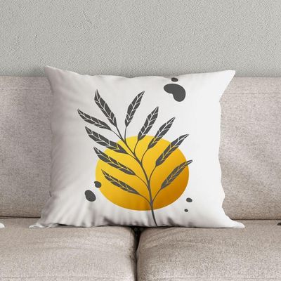Kit Trio Capas De Almofadas Estampadas Folhas Em Veludo Suede 45cm X 45cm - Decoração Luxo Para Sala Cor Chumbo