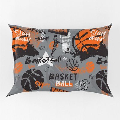 Porta Travesseiro Fronha Avulsa Estampada Basquete 70cm X 50cm - Digital Juvenil Infantil Moderno Decorativo Esporte