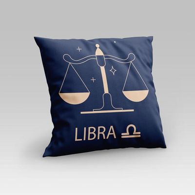 Capa De Almofada Estampada Signos Do Zodíaco Em Veludo Suede 45cm X 45cm - Decoração Astrologia Horóscopo Cor Libra