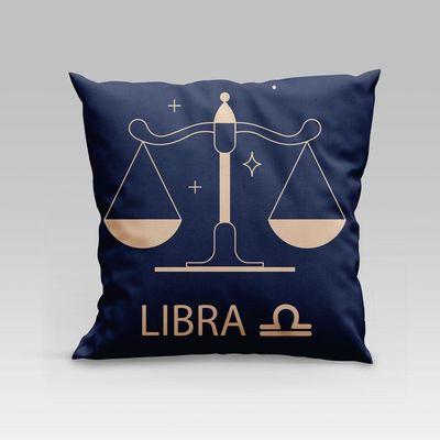 Capa De Almofada Estampada Signos Do Zodíaco Em Veludo Suede 45cm X 45cm - Decoração Astrologia Horóscopo Cor Libra