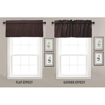 Bandô de Algodão Lisa com Bolso para Varão, Meia Cortina Decorativa para Janela da Cozinha - Vargottam 91,4 Cm (L) × 76,2 Cm (C) – 2 Painéis / Marrom