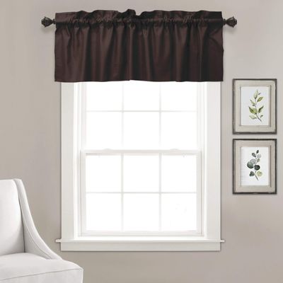 Bandô de Algodão Lisa com Bolso para Varão, Meia Cortina Decorativa para Janela da Cozinha - Vargottam 91,4 Cm (L) × 76,2 Cm (C) – 2 Painéis / Marrom