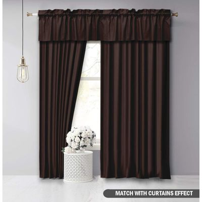 Bandô de Algodão Lisa com Bolso para Varão, Meia Cortina Decorativa para Janela da Cozinha - Vargottam 91,4 Cm (L) × 76,2 Cm (C) – 2 Painéis / Marrom
