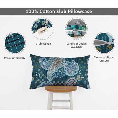 Capa de Almofada Decorativa Estampada Tema Azul - Vargottam 30,48 Cm × 60,96 Cm – Retangular / Azul