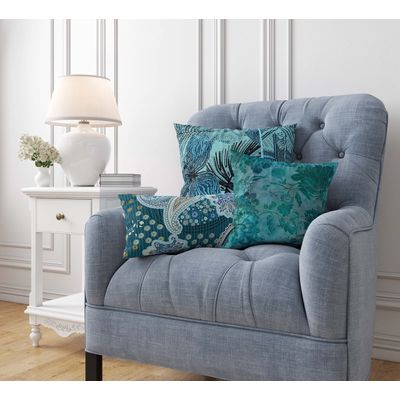 Capa de Almofada Decorativa Estampada Tema Azul - Vargottam 30,48 Cm × 60,96 Cm – Retangular / Azul
