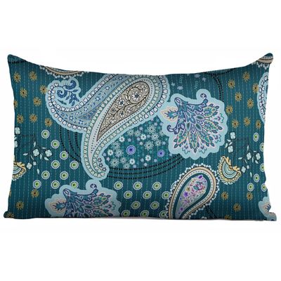 Capa de Almofada Decorativa Estampada Tema Azul - Vargottam 30,48 Cm × 60,96 Cm – Retangular / Azul