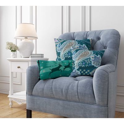 Capa de Almofada Decorativa Estampada Tema Azul - Vargottam 30,48 Cm × 60,96 Cm – Retangular / Azul