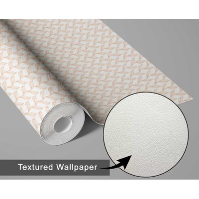 Papel de Parede Autoadesivo, Linhas Geométricas, Bege Monocromático, Vinílico Removível, para Parede de Entrada, Decoração Fácil - S4Sassy 63,5 cm (L) × 304,8 cm (C) / Bege - Vinil Texturizado