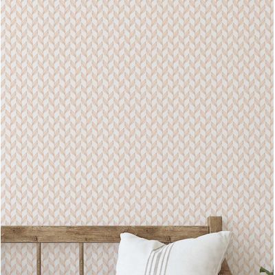 Papel de Parede Autoadesivo, Linhas Geométricas, Bege Monocromático, Vinílico Removível, para Parede de Entrada, Decoração Fácil - S4Sassy 63,5 cm (L) × 304,8 cm (C) / Bege - Vinil Texturizado
