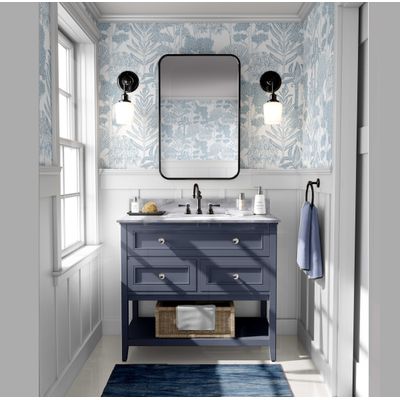 Papel de Parede Autoadesivo Azul, Árvores Tropicais Desenho à Mão, Vinílico Impermeável, para Inquilinos, Quarto e Sala de Jantar - S4Sassy 63,5 cm (L) × 914,4 cm (C) / Azul - Vinil Texturizado