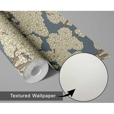 Revestimento Vinílico Autoadesivo Branco, Estampa Floral de Copa, Mural Estilo Asiático para Banheiro, Lavanderia e Closet - S4Sassy 63,5 cm (L) × 152,4 cm (C) / Branco - Vinil Texturizado