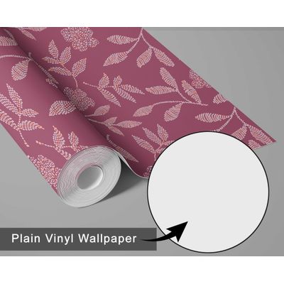 Papel de Parede Autoadesivo Decorativo Estampa Rústica de Ramo de Papoula Vinil Contact Impermeável Rosa Removível Quarto e Sala - S4sassy 63,5 cm (L) × 152,4 cm (C) / Rosa - Vinil Texturizado