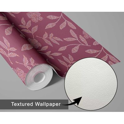 Papel de Parede Autoadesivo Decorativo Estampa Rústica de Ramo de Papoula Vinil Contact Impermeável Rosa Removível Quarto e Sala - S4sassy 63,5 cm (L) × 152,4 cm (C) / Rosa - Vinil Texturizado