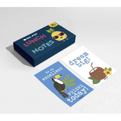 Pacote com 36 Bilhetes Inspiradores Diários para Lancheira (Tema Verão), Afirmações Positivas para Crianças/Adolescentes - Inkdotpot 8,89 Cm × 6,35 Cm / Multicolorido