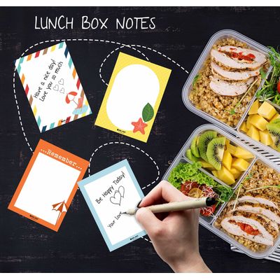 Pacote com 36 Bilhetes Inspiradores Diários para Lancheira (Tema Verão), Afirmações Positivas para Crianças/Adolescentes - Inkdotpot 8,89 Cm × 6,35 Cm / Multicolorido