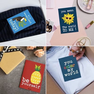 Pacote com 36 Bilhetes Inspiradores Diários para Lancheira (Tema Verão), Afirmações Positivas para Crianças/Adolescentes - Inkdotpot 8,89 Cm × 6,35 Cm / Multicolorido