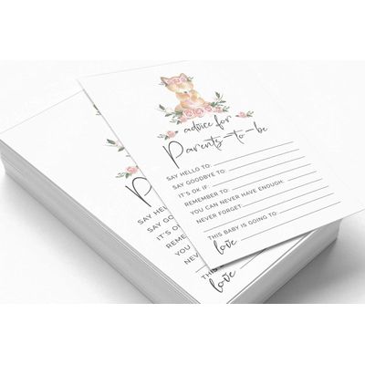 Conjunto de 50 Cartões Alfabeto ABC para Chá de Bebê Tema Raposa Unissex, Itens para Festa - Inkdotpot 12,7 Cm × 17,78 Cm / Branco - Cartão de Conselho
