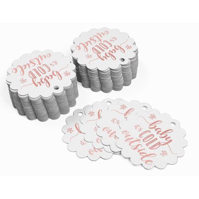 Etiquetas de Papel Metalizado 'Baby It's Cold Outside' para Lembrancinhas de Chá de Bebê - Inkdotpot 100 Etiquetas Metalizadas / Branco - Ouro Rosé