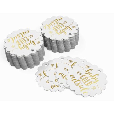 Etiquetas de Papel Metalizado 'Baby It's Cold Outside' para Lembrancinhas de Chá de Bebê - Inkdotpot 100 Etiquetas Metalizadas / Branco - Ouro Rosé