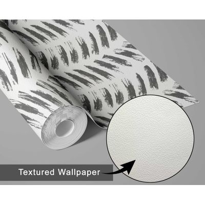 Papel de Parede Autoadesivo Vinílico Removível, Estampa Geométrica em Pinceladas Cinza para Quarto, Banheiro, Lavanderia e Closet - S4Sassy 63,5 cm (L) × 152,4 cm (C) / Cinza - Vinil Texturizado