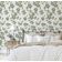 Papel de Parede Autoadesivo Flor Bege Removível, Mural Verde Instantâneo para Quarto, Banheiro, Lavanderia e Interior do Closet - S4Sassy 63,5 cm (L) × 152,4 cm (C) / Verde - Vinil Texturizado