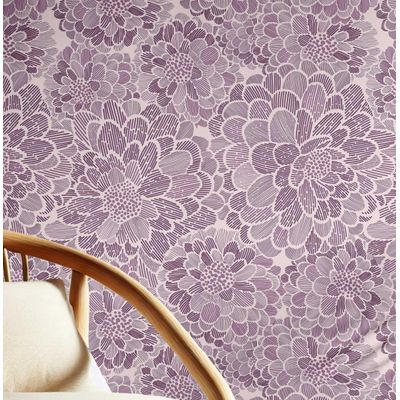 Revestimento de Parede Vinílico Autoadesivo Removível Floral Chique Roxo, Transformação Instantânea para Banheiro e Lavanderia - S4Sassy 63,5 cm (L) × 304,8 cm (C) / Roxo - Vinil Texturizado