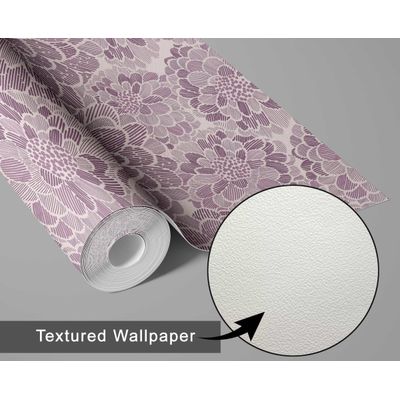 Revestimento de Parede Vinílico Autoadesivo Removível Floral Chique Roxo, Transformação Instantânea para Banheiro e Lavanderia - S4Sassy 63,5 cm (L) × 304,8 cm (C) / Roxo - Vinil Texturizado