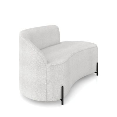 Sofá 2 Lugares Orgânico 140cm Pé Ferro Preto Morgan Bouclê Cinza