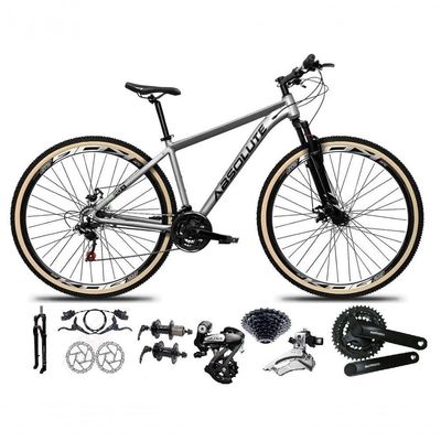 Bicicleta Aro 29 Absolute Nero 5 Câmbios Shimano Altus 24v Freio Hidráulico Garfo Com Trava Cinza 15