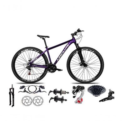 Bicicleta Aro 29 Absolute Nero 5 Alumínio 24v Câmbios Shimano Freio Hidráulico K7 Garfo Comtrava Roxo 13.8