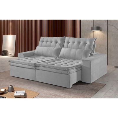 Sofá 5 Lugares Retrátil E Reclinável Martins M-118 Veludo Cinza