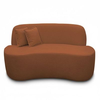 Sofá Ondulado Orgânico Pequeno 2 Lugares Sala Bouclé bouclé Terracota