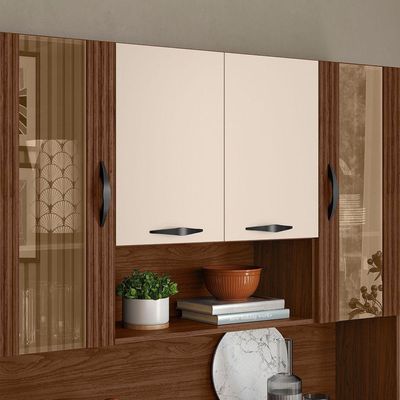 Armário de Cozinha Golden 8 Portas 2 Gavetas MDF 121,4 cm Nogueira Off White
