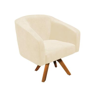 Kit 2 Poltronas Decorativas Stella Giratória Couro Sintético Marrom D'Rossi