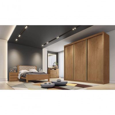 Guarda Roupa Casal 3 Portas 4 Gavetas - Medelim-cumaru - Móveis Horizonte